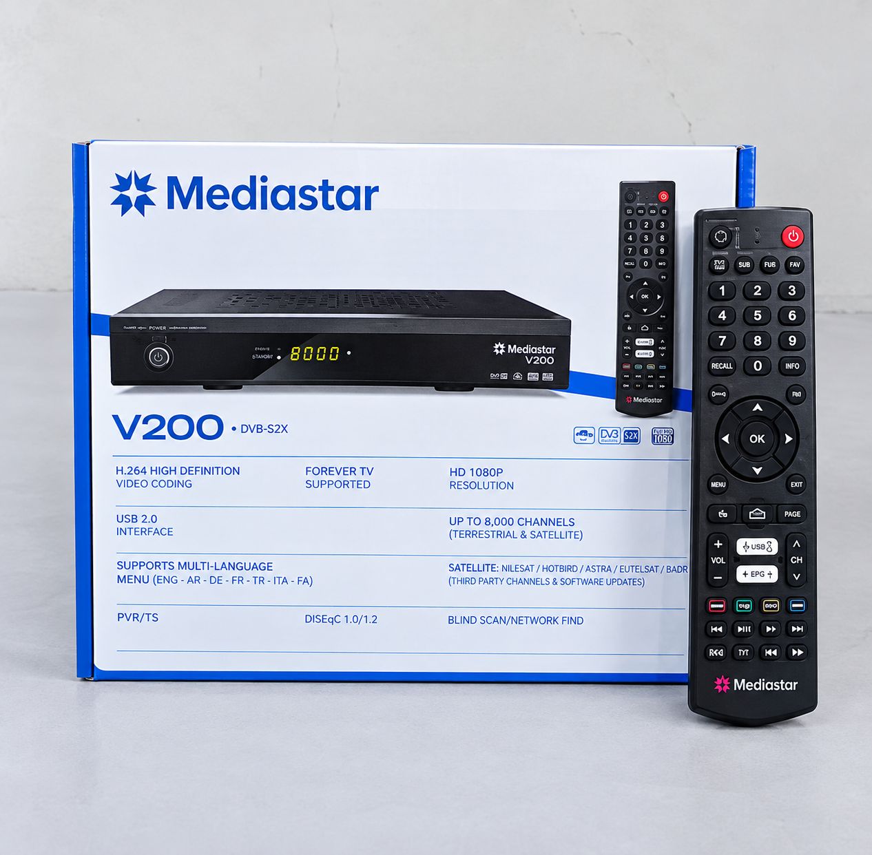 گیرنده مدیا استار مدل V200 کنترل جدید 2 کاره