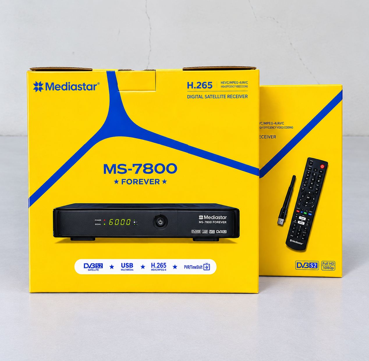 گیرنده مدیا استار مدل 7800 کنترل جدید 2 کاره NEW